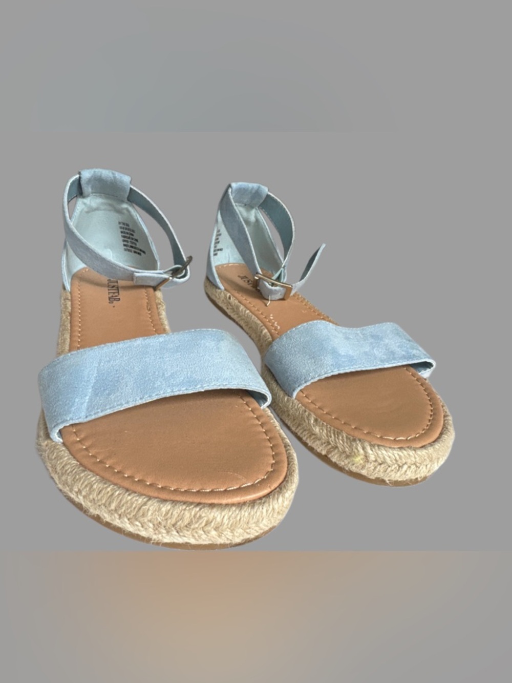 Just fab Women's Light Blue Suede Espadrille Ankle-Strap Sandals size 8